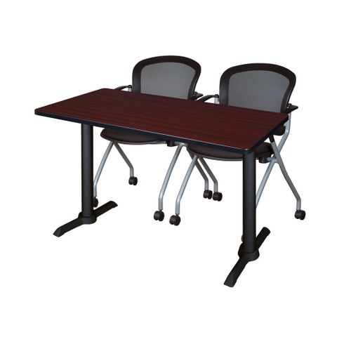 Belen Kox Cain 48" X 24" Training Table- Mahogany & 2 Cadence Nesting Chairs- Black - Walmart.com throughout Carved Nesting Tables, Belen Kox